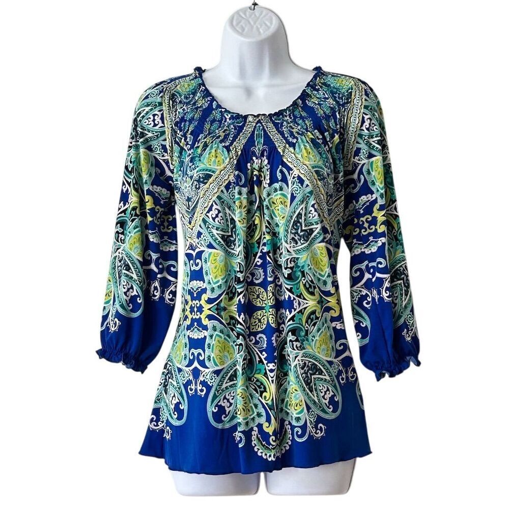 Madison Women's Paisley Tunic Blouse Multicolor Size S - Picture 1 of 8